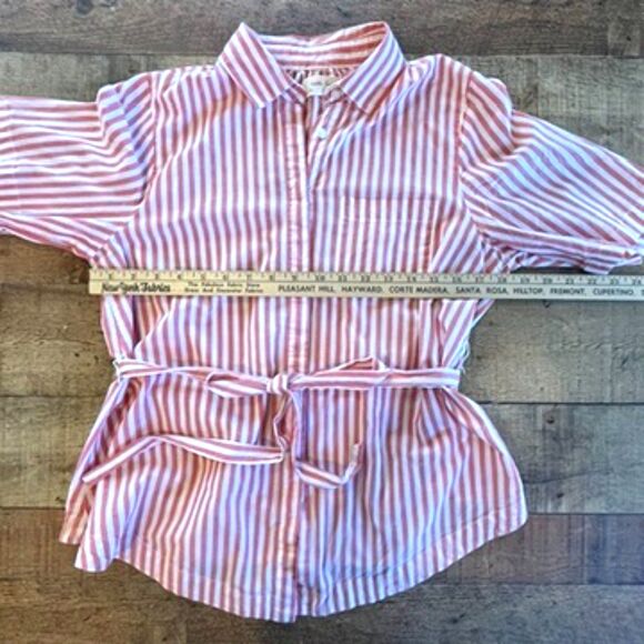 Anthropologie Isabelle Sinclair Wellesley Red White Striped Belted Top Small - Picture 9 of 11